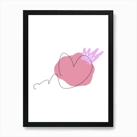 Line art heart with colorful abstract spot Art Print