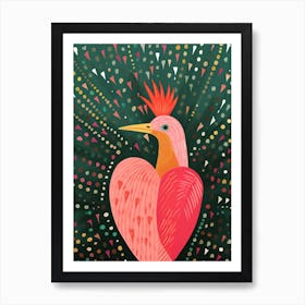 Bird In The Shape Of Heart Line And Geometric Art Print