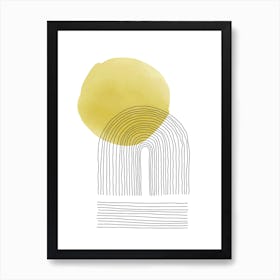 Yellow And Grey Abstract Seascape Art Print