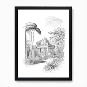 Giardini Botanici Villa Taranto, Italy Vintage Pencil Drawing Art Print