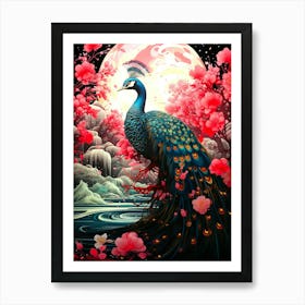 Peacock In Bloom 1 Art Print