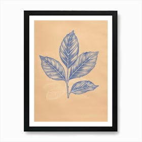 Blue Leaf 4 Art Print