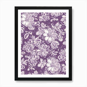 Vintage Purple Floral Pattern Art Print