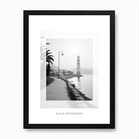 Poster Of Budva, Montenegro, Black And White Old Photo 3 Art Print