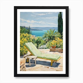 Sun Lounger By The Pool In Rhodes Greece Art Print