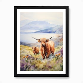 Two Curious Highland Cows 3 Art Print