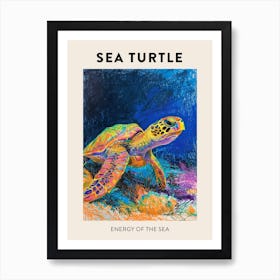 Sea Turtle On The Ocean Floor Pencil Doodle Poster 4 Art Print