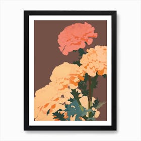 Marigolds Flower Big Bold Illustration 2 Art Print