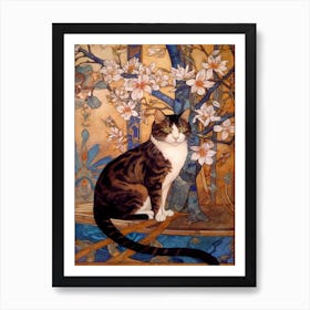 Bird With A Cat 3 Art Nouveau Style Art Print