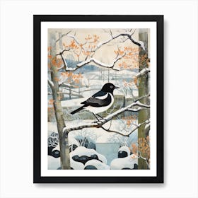 Winter Bird Painting Magpie 2 Art Print