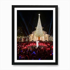 Christmas Tree In Front Of Church Art Print