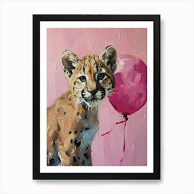 Cute Cougar 3 With Balloon Art Print