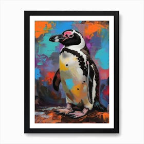 African Penguin Colour Block Painting 3 Art Print