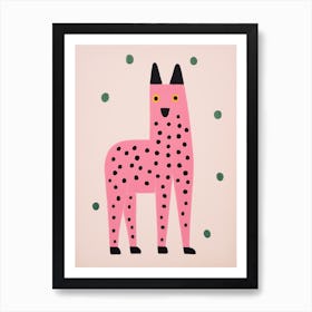 Pink Polka Dot Arctic Fox 2 Art Print