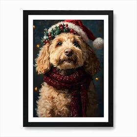 Christmas Goldendoodle 3 Art Print