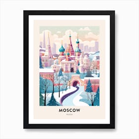 Vintage Winter Travel Poster Moscow Russia 1 Art Print