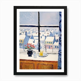 The Windowsill Of Bruges   Belgium Snow Inspired By Matisse 3 Art Print