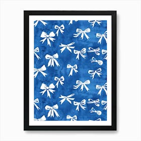 White And Blue Bows 1 Pattern Art Print