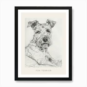 Fox Terrier Dog Line Sketch 1 Poster Art Print