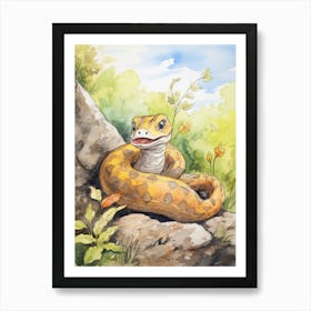 Storybook Animal Watercolour Snake Art Print