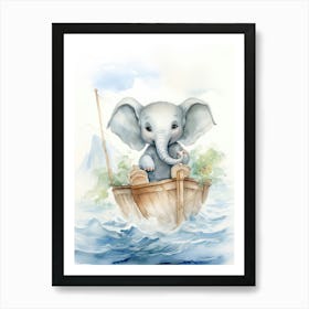 Elephant Painting Sailing Watercolour 3 Art Print