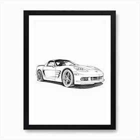 Chevrolet Corvette Line Drawing 7 Art Print