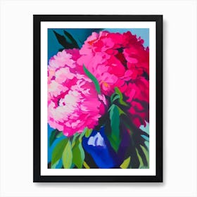 Shirley Temple Peonies Colourful Painting Art Print