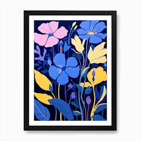 Blue Flower Illustration Evening Primrose 1 Art Print