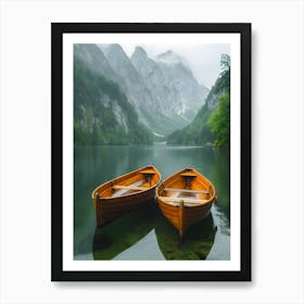 Two Wooden Boats On A Lake Art Print