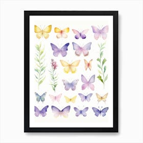 Watercolor Butterflies 5 Art Print