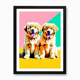 Tibetan Mastiff Pups, This Contemporary art brings POP Art and Flat Vector Art Together, Colorful Art, Animal Art, Home Decor, Kids Room Decor, Puppy Bank - 92nd Art Print
