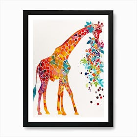 Giraffe Eating Berries Watercolour Inspired 4 Art Print