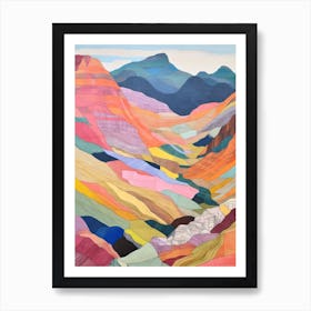 Snowdonia National Park Wales Colourful Mountain Illustration Art Print