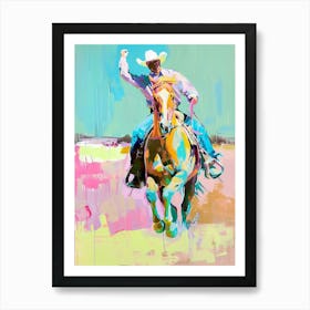 Pink And Blue Cowboy Painting 2 Art Print