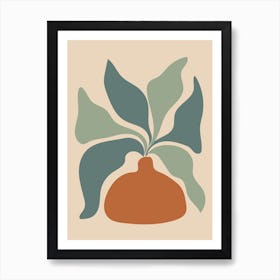 Abstract Boho Potted Plant Art Print