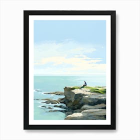 Man Sitting On A Cliff Art Print