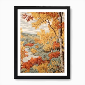 River Birch 2 Vintage Autumn Tree Print  Art Print