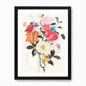 Camellia 2 Collage Flower Bouquet Art Print