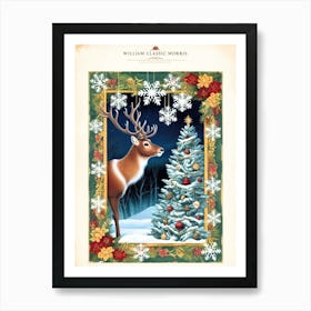 William Morris Christmas Tree With Deer Art Print