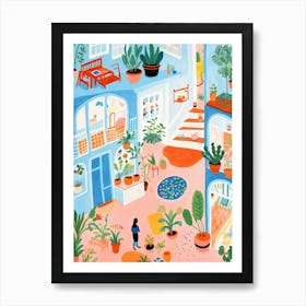 Summer Town Illustration 1 Art Print