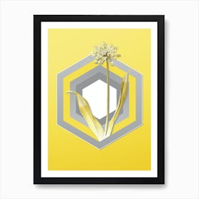 Botanical Golden Garlic in Gray and Yellow Gradient n.220 Art Print