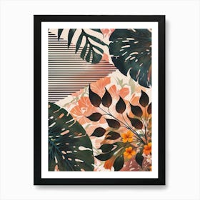 Abstract Tropical Leaves And Flowers Art Print