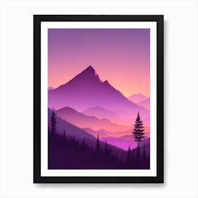 Misty Mountains Vertical Composition In Purple Tone 56 Art Print