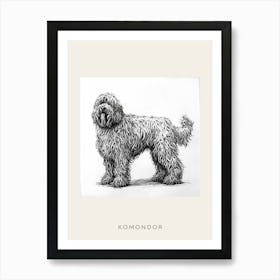 Komondor Dog Line Sketch 1 Poster Art Print