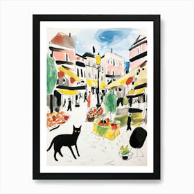 The Food Market In Oslo 3 Illustration Art Print