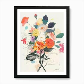 Camellia 1 Collage Flower Bouquet Art Print