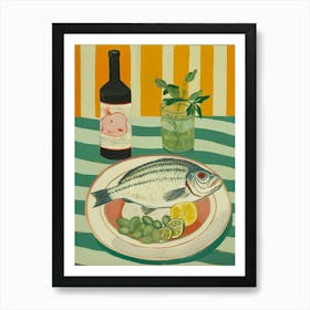 Sea Bass Italian Still Life Painting Art Print