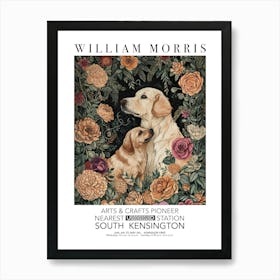William Morris Print Dog Mamma Puppy Portrait Valentines Mothers Day Gift Botanical Art Print