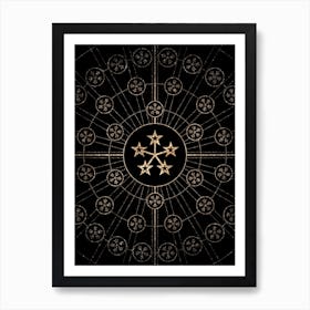 Geometric Glyph Radial Array in Glitter Gold on Black n.0014 Art Print