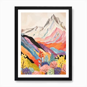 Mount Russell United States 2 Colourful Mountain Illustration Art Print